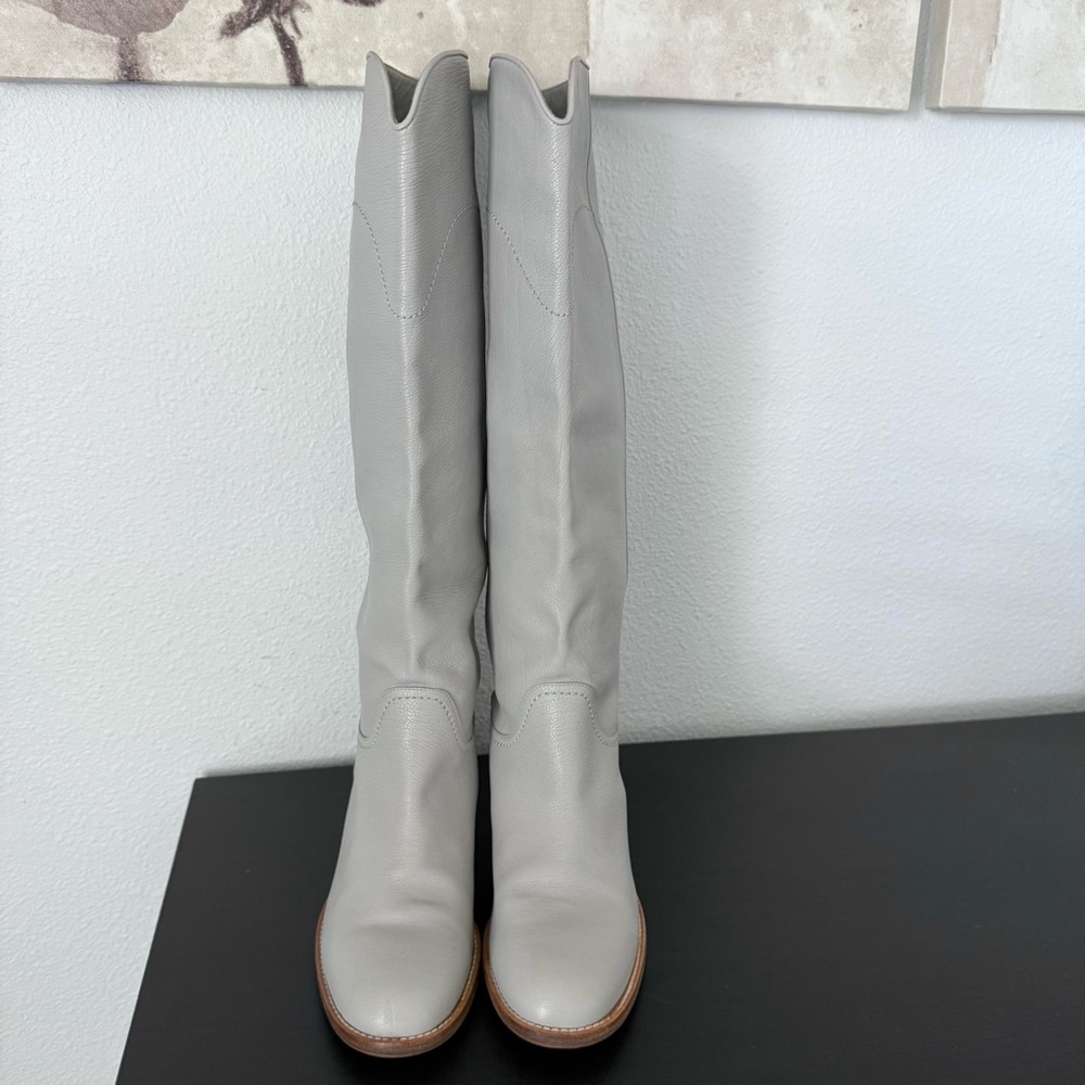 CHANEL Ascot Calfskin Leather Knee High CC Logo Riding Boots - Picture 6 of 15